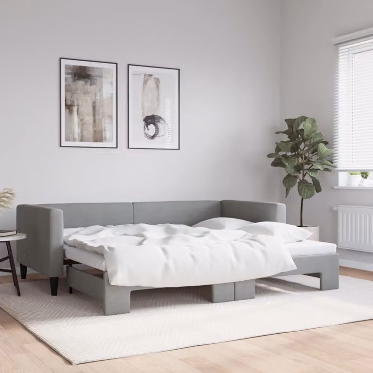Maison Exclusive - Divano letto estraibile grigio chiaro 100x190 cm in tessuto