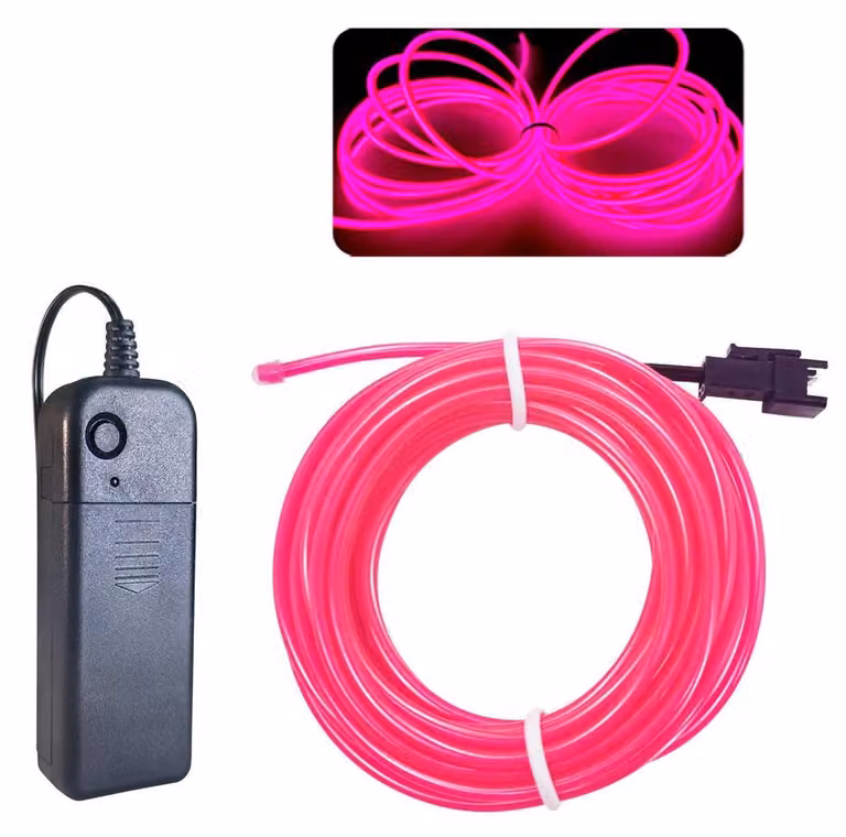 EL-Draht rosa, lunghezza 3 metri, filo luminoso al neon, 3 modalità, ideale per decorazioni di Halloween e feste