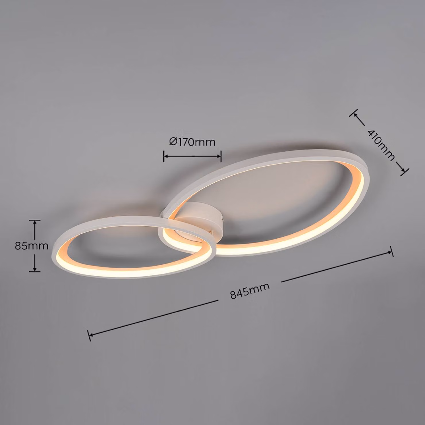Trio Lighting Plafoniera soffitto Sivo, dimmerabile, Bianco / Opale, Soggiorno / Sala da pranzo, Metallo, Plafoniera