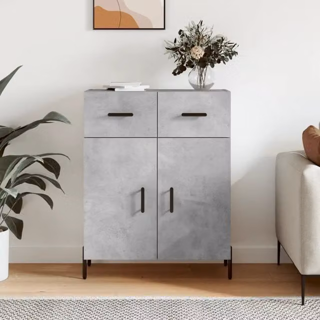 Credenza Buffet Design Mania Grigio Cemento per Cucina e Soggiorno L: 69,5 cm, P: 34 cm, H: 90 cm – 1
