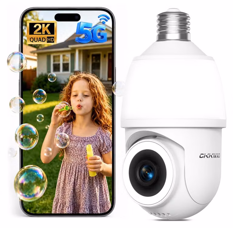 Telecamera di sicurezza wireless per esterni da 2K (3MP), con forma di lampada (attacco E27)