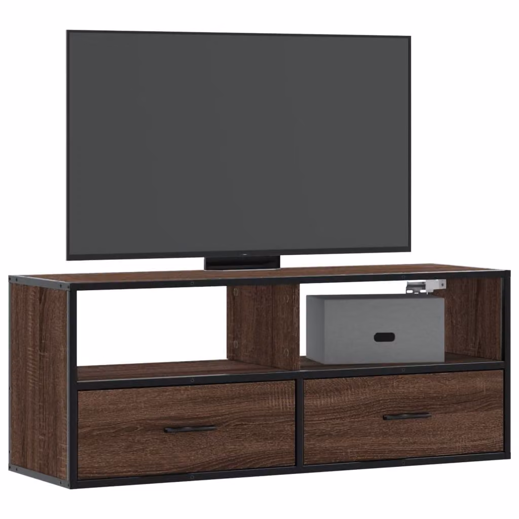 Mobile TV vidaXL in stile industriale, Rovere Marrone, L/P/H: 100 x 31 x 39,5 cm