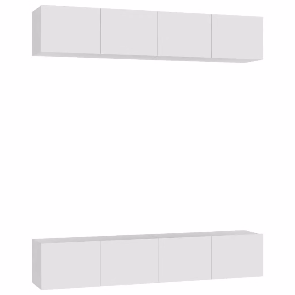 Set di 4 mobili TV a parete vidaXL in legno multistrato bianco, stile minimalista, L 80 cm x P 30 cm x H 30 cm – 2