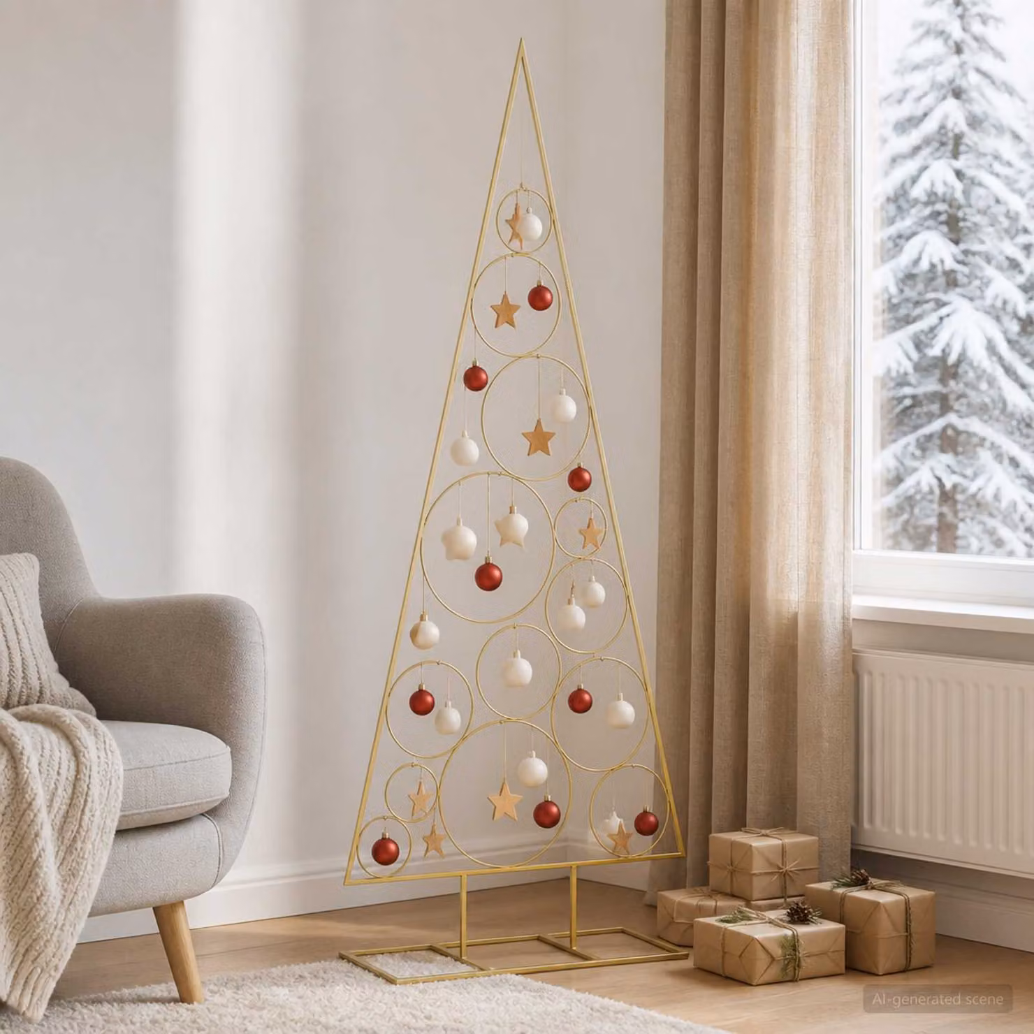 vidaXL Albero di Natale in Metallo con Supporto Circolare KUOPIO