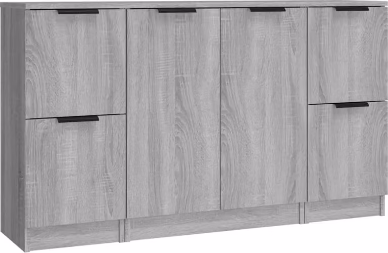 Credenze 3 pz Grigio Sonoma in Legno Multistrato