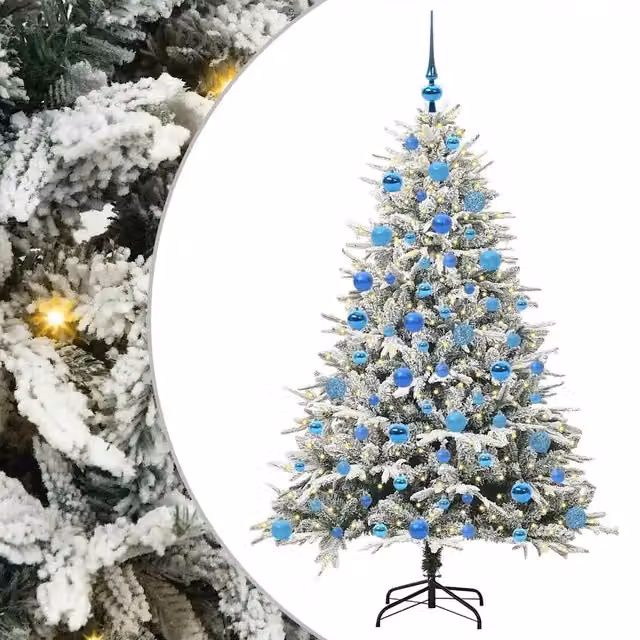 Albero di Natale artificiale preilluminato verde con set di palline vidaXL – 1