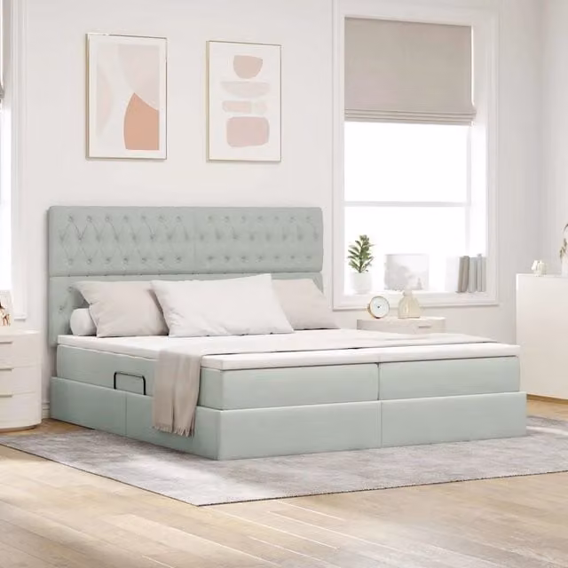 Letto con contenitore moderno vidaXL in velluto grigio L/P: 200 x 200 cm