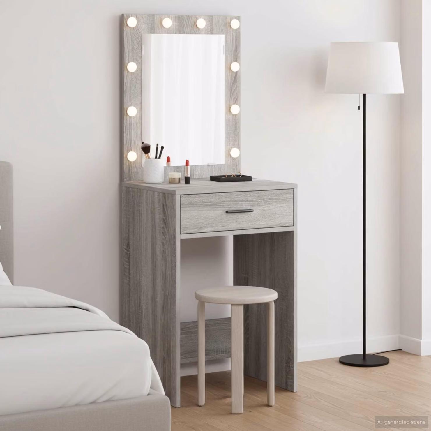 vidaXL Tavolo da Trucco Grigio con Design Minimalista L/P/H: 50 x 41 x 135 cm