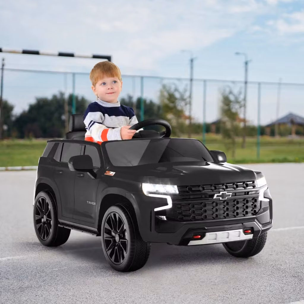 Auto elettrica Chevrolet SUV 12V per bambini con telecomando 2,4G, sospensioni a molla, luci e musica, colore Nero – 2