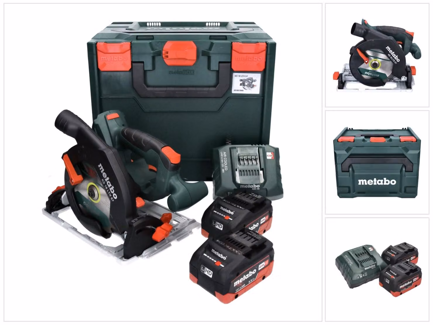 Metabo KS 18 LTX 57 Sega circolare a batteria 18 V 165 mm + 2x batteria 5,5 Ah + caricatore + metaBOX