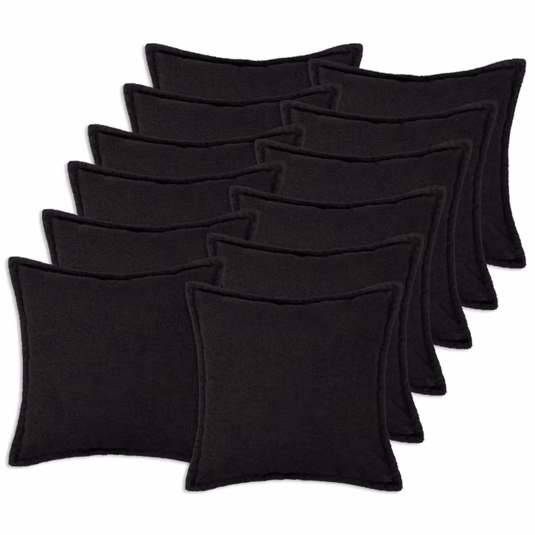 Set di 12 federe vidaXL HOUTEN in tessuto bouclé nero, L/P: 45 x 45 cm