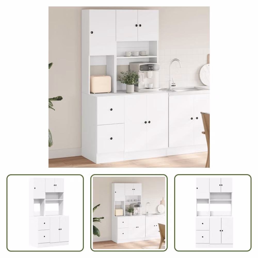 The Living Store Armadio da cucina bianco 95x50x180 cm Materiale legno