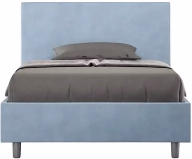 Letto una piazza e mezza senza rete imbottito 120x200 microfibra azzurro Adele