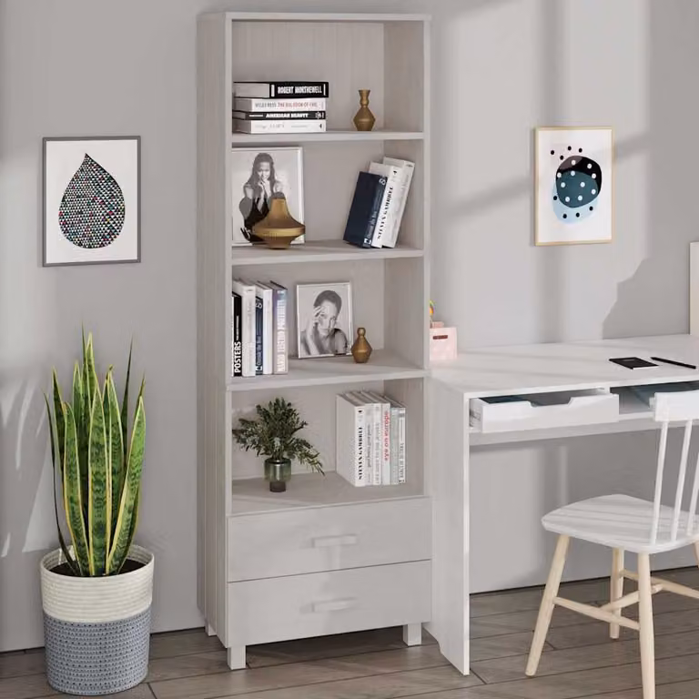 Credenza HAMAR vidaXL Bianca in Legno di Pino e MDF L: 60 cm, P: 35 cm, H: 180 cm