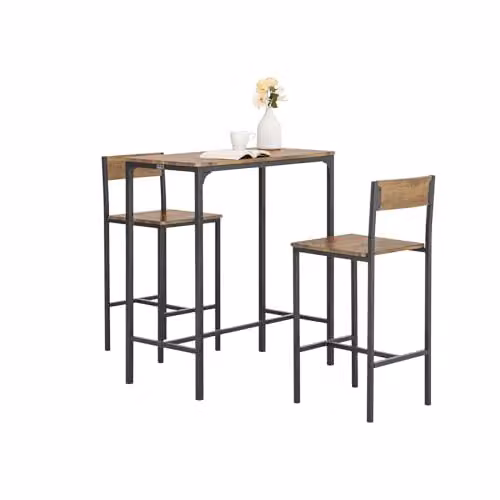 SoBuy Tavolo con Sedie da Cucina, salvaspazio & industriale, 89x87x45cm