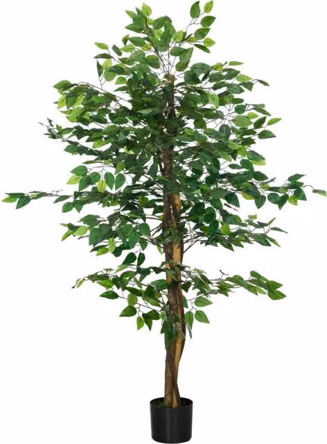 Pianta Artificiale Ficus HOMCOM Verde con Vaso, Altezza: 150 cm