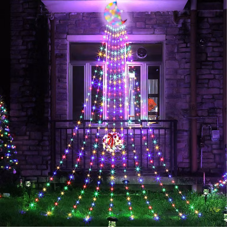 3.4m 350 LED luci fiabesche 8 modalità di luce con stella luci di Natale per albero di Natale decorazione giardino interno festa, colorato