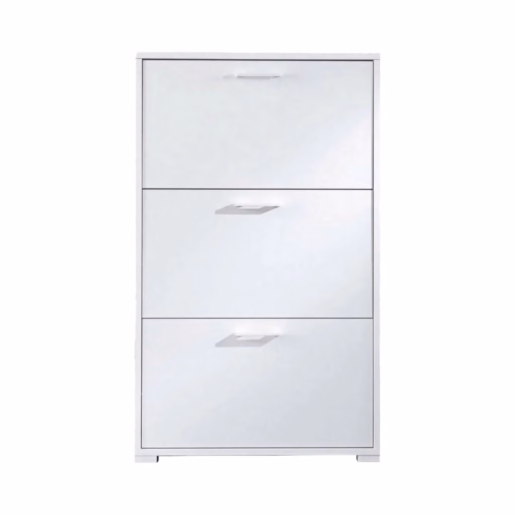 Scarpiera DMORA Bianca con scomparti basculanti per 18 paia di scarpe, L: 67 cm, P: 28 cm, H: 112 cm – 2