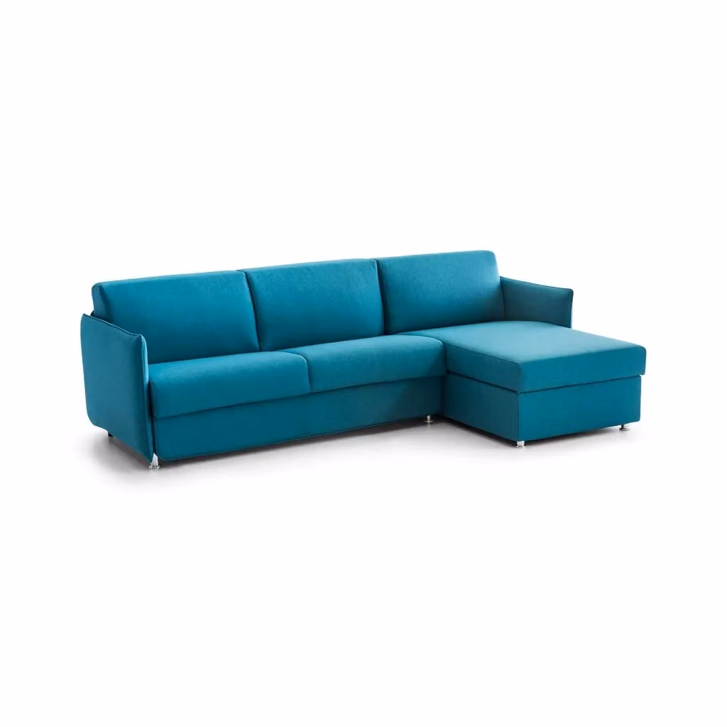Divano Letto Sumirago DMORA con Penisola Sfoderabile Made in Italy, L/P: 260 x 160 cm, Azzurro – 2