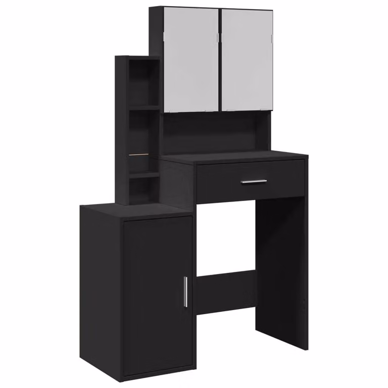 Toeletta con Armadietto Nero 80x35x132 cm