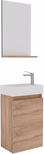 Set mobile lavabo con specchio (2 pezzi) "Conza 45" - 45 x 26 x 75 cm - Rovere
