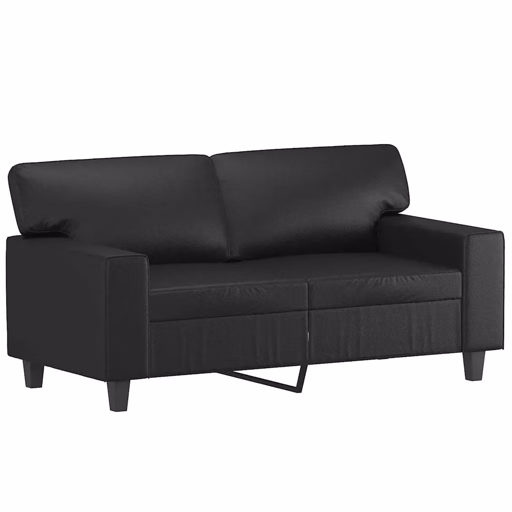 Divano a 2 posti moderno vidaXL in similpelle nera con struttura in metallo per il tuo soggiorno L: 154 cm, P: 77 cm, H: 80 cm – 2