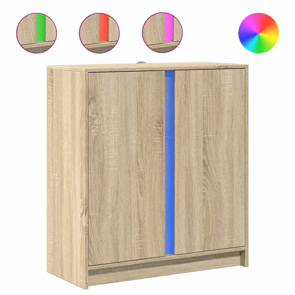 Credenza con LED Rovere Sonoma 77x34x85 cm in Legno Multistrato