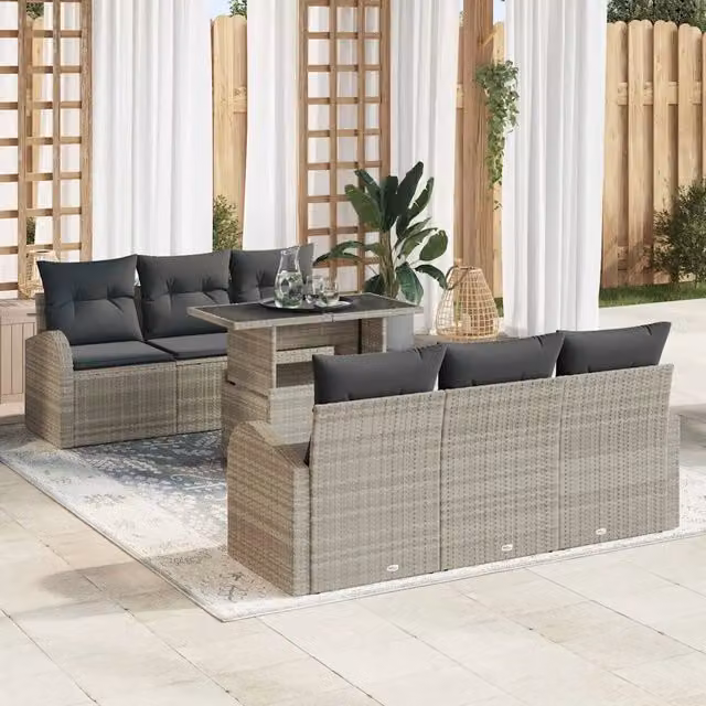 Set Divano da Giardino 7 pz Grigio chiaro 3357305
