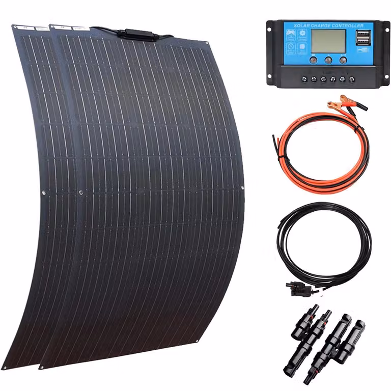 Kit di pannelli solari flessibili, alta efficienza di conversione, applicazioni versatili, kit di pannelli solari da 200 W