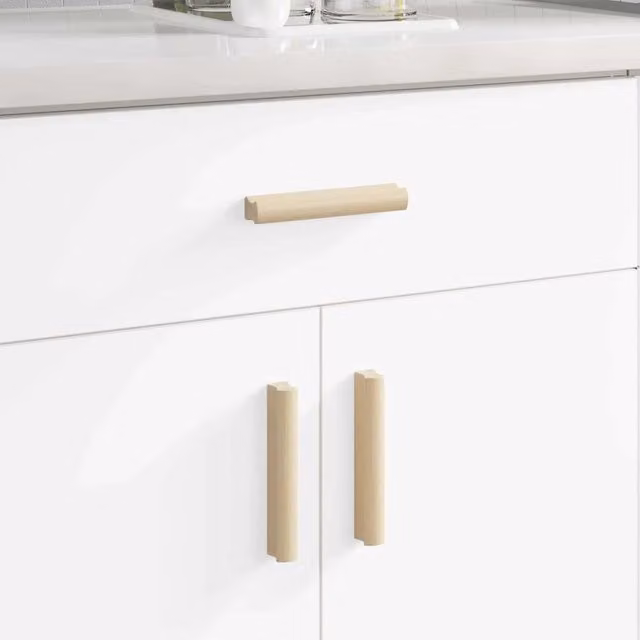 Maniglia dritta vidaXL in legno naturale colore marrone beige L 13 cm x P 2,5 cm x H 3 cm