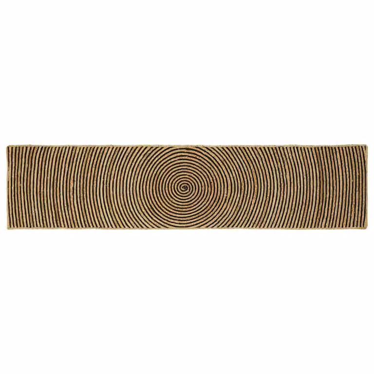 Tappeto da area vidaXL in juta nero e beige, moderno e lavabile, L 250 x P 60 cm