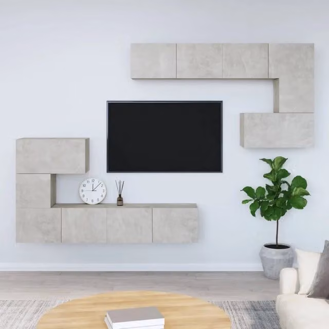 Mobile Porta TV a Parete-Mobile per TV-Credenza TV Grigio Cemento in Legno Multistrato 477557