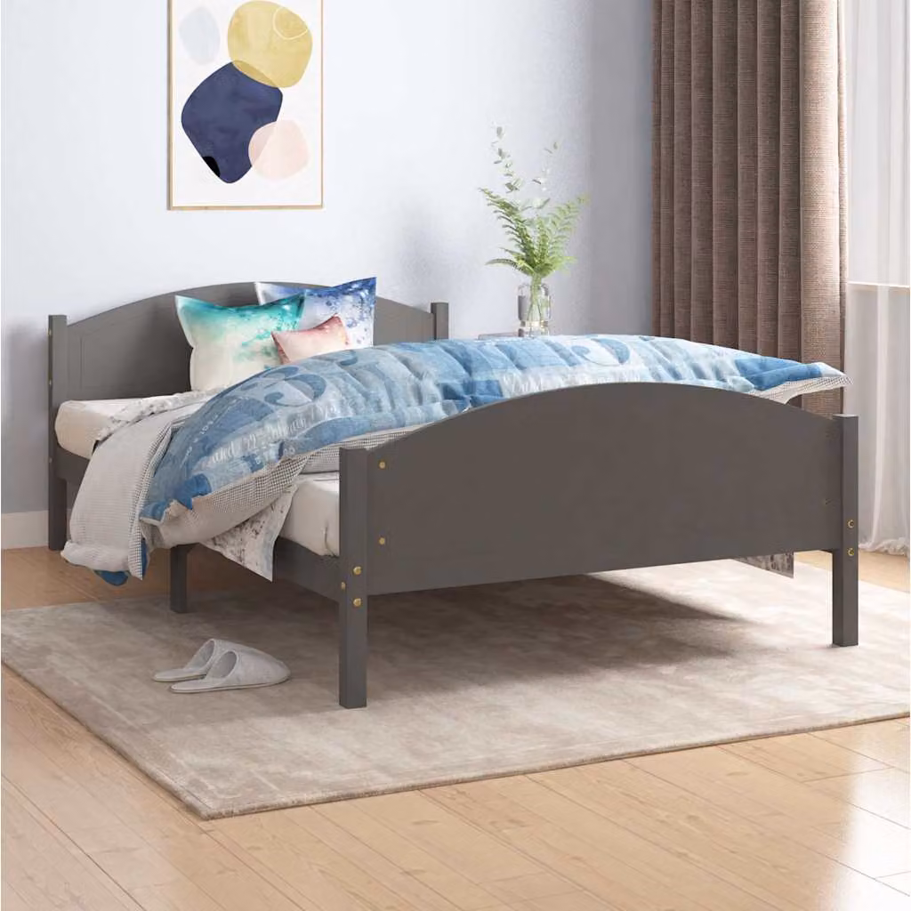 vidaXL Giroletto in Legno di Pino Grigio Scuro L/P/H: 206 x 120 x 73,5 cm