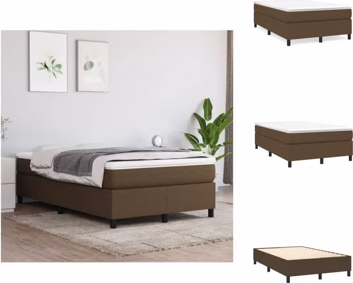 vidaXL Letto a molle con materasso in tessuto marrone scuro 120x200 cm - Letti e strutture letto