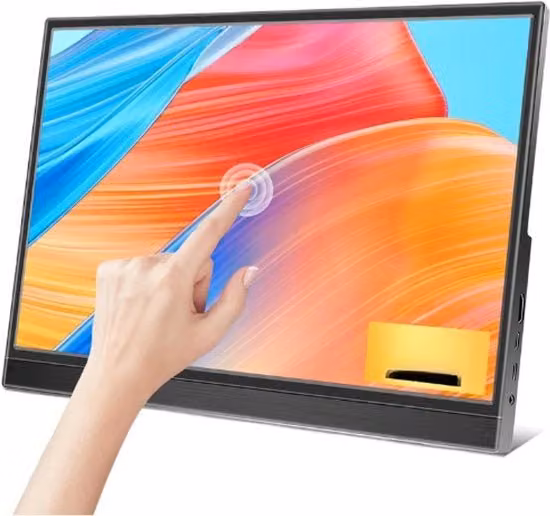Monitor Touchscreen da Parete da 15,6 pollici Full HD IPS con connettività USB-C e HDMI, HDR e altoparlanti integrati, colore nero