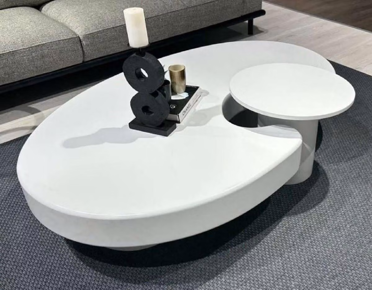 Casa Padrino tavolino con tavolino bianco 171 x 110 x H. 35,5 cm - Tavolino ovale con tavolino - Mobili Soggiorno - Mobili - Arredi