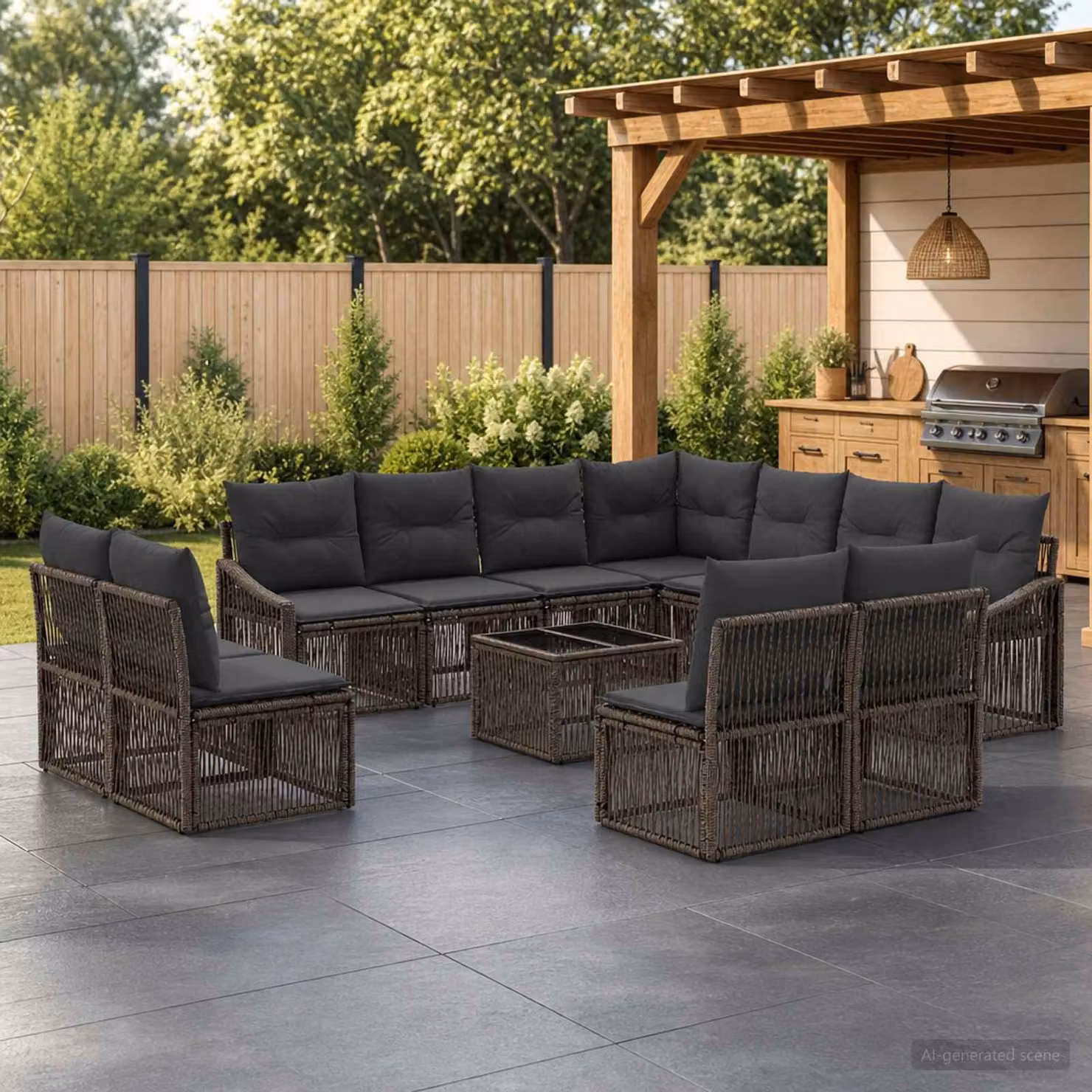 Maison Exclusive - Set di divani da giardino, 12 pezzi, grigio, in rattan sintetico
