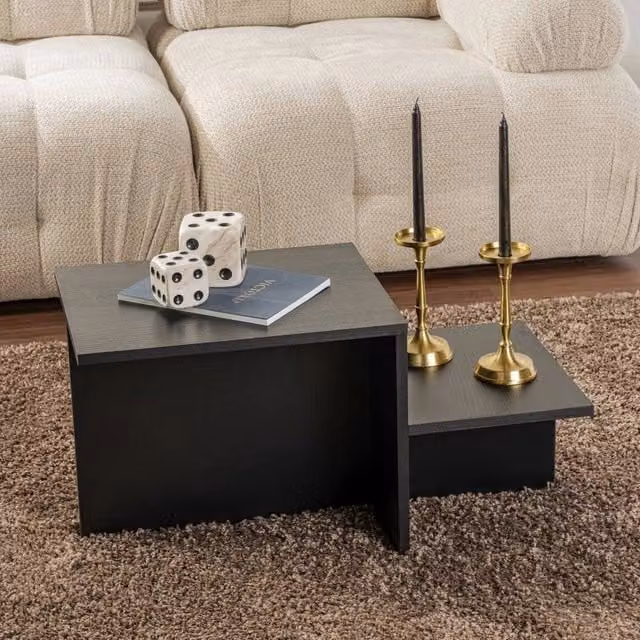 Tavolino da salotto Varian DMORA nero moderno L 80 cm x P 40 cm x H 40 cm