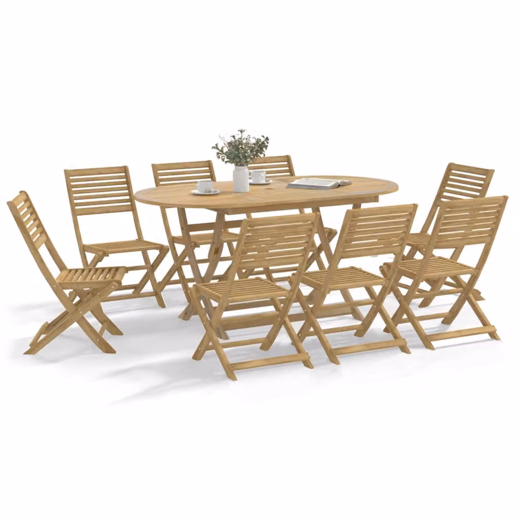 Set da Pranzo da Giardino vidaXL in Legno di Acacia Marrone, 9 Pezzi