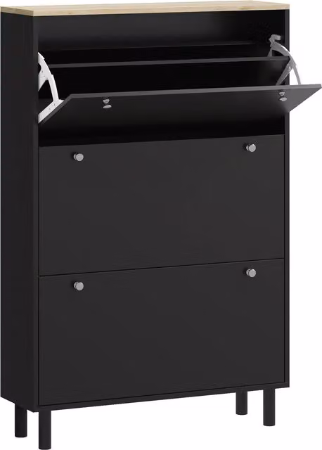 Scarpiera slim HOMCOM nera con 3 cassetti ribaltabili e ripiani regolabili per 24 paia di scarpe – 1