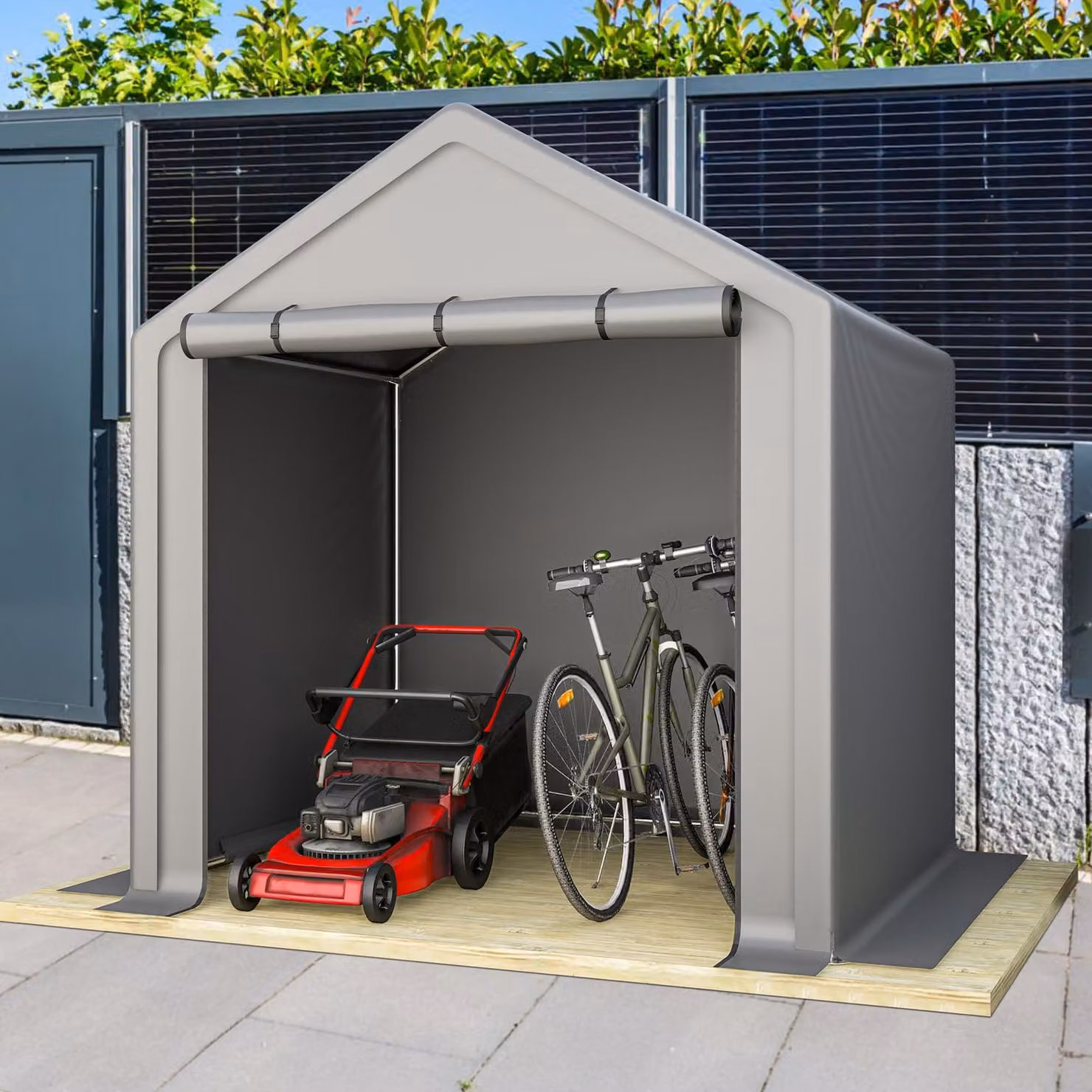 Ripostiglio per attrezzi 190x170x200 cm, garage per biciclette, ripostiglio per attrezzi, tenda da garage, casetta da giardino, tenda da magazzino, ripostiglio per biciclette, tenda per attrezzi, garage da magazzino, grigio scuro, 190 cm, 170 cm