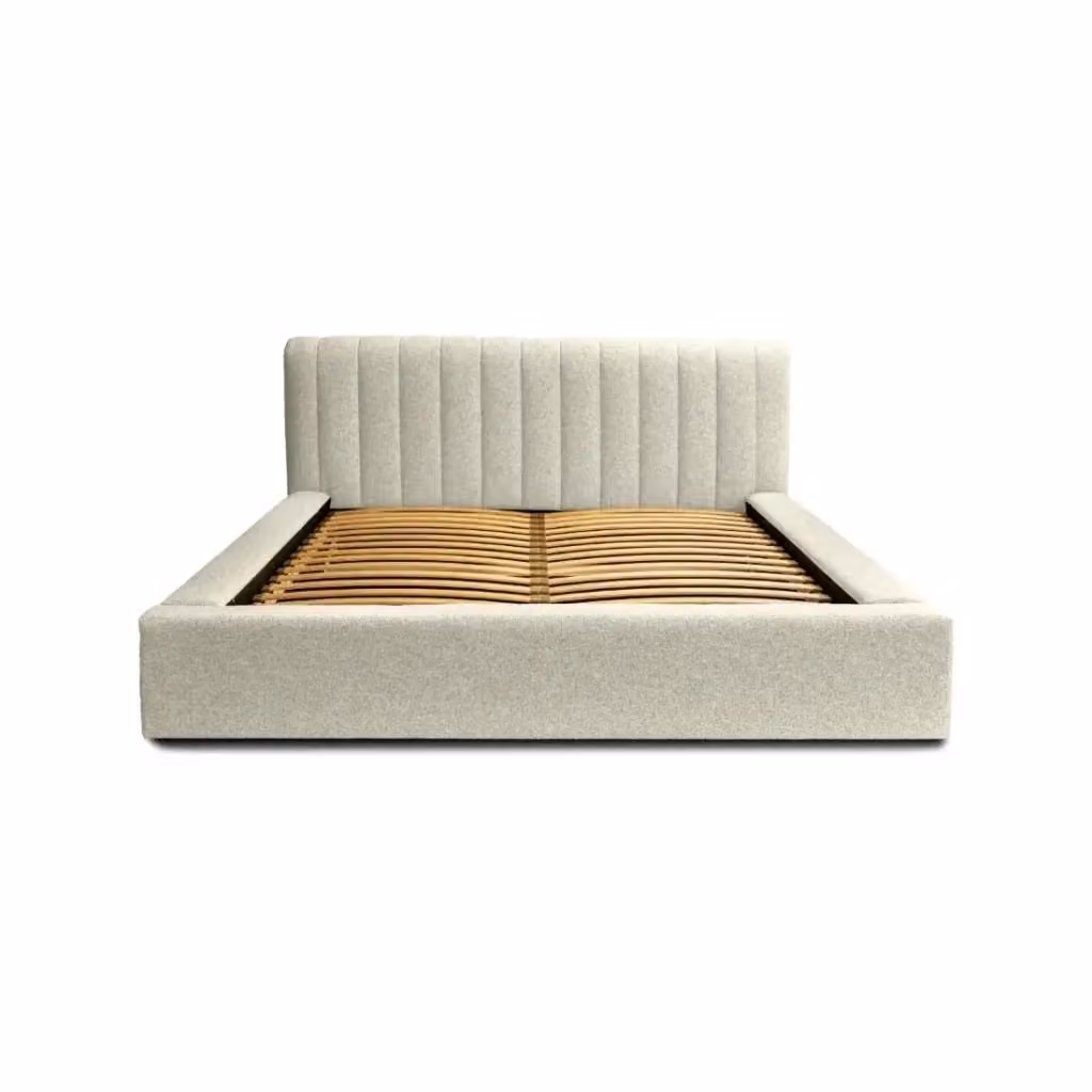 Letto contenitore CERVIN Meublorama color beige in tessuto bouclé con rete sollevabile L/P/H: 238 x 140 x 200 cm – 2