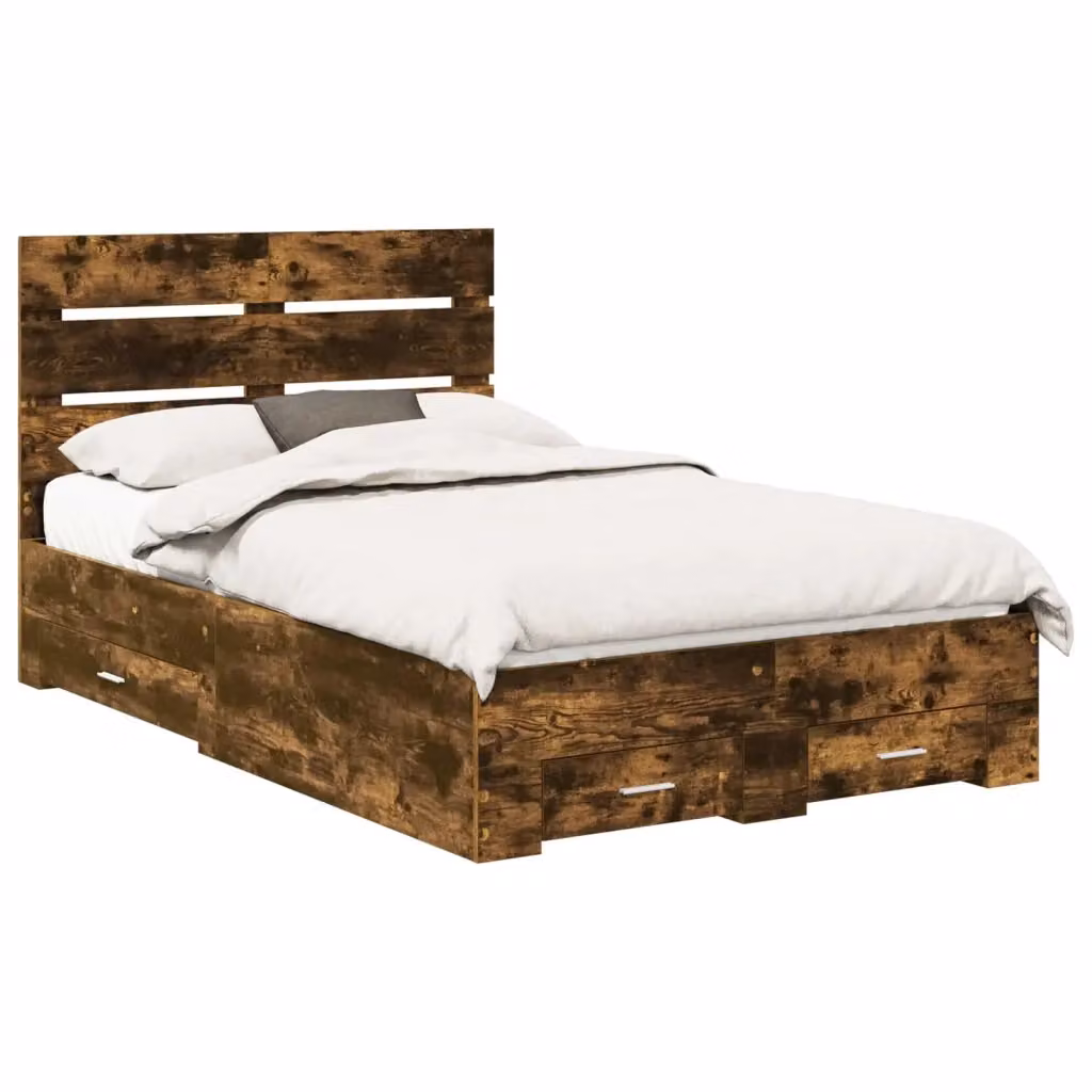 Struttura letto moderno con cassetto vidaXL in legno color rovere marrone L/P/H: 120 x 200 x 190 cm – 2