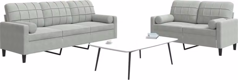Maison Exclusive - Set divano a 2 posti con cuscini e poggiatesta in velluto grigio chiaro