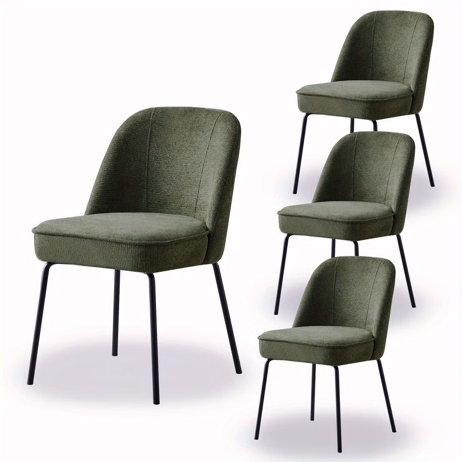 Sedia da pranzo - Sedia - Sedia a conchiglia - Sedia da cucina - Sedia da soggiorno - Set da 4 - Rivestimento in cotone e lino