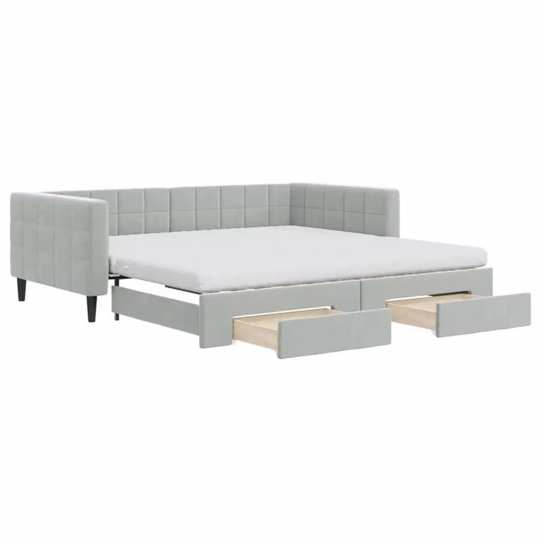 Divano Letto Estraibile vidaXL in Velluto Grigio con Cassetto per Soggiorno e Camera da Letto L/P: 100 x 200 cm
