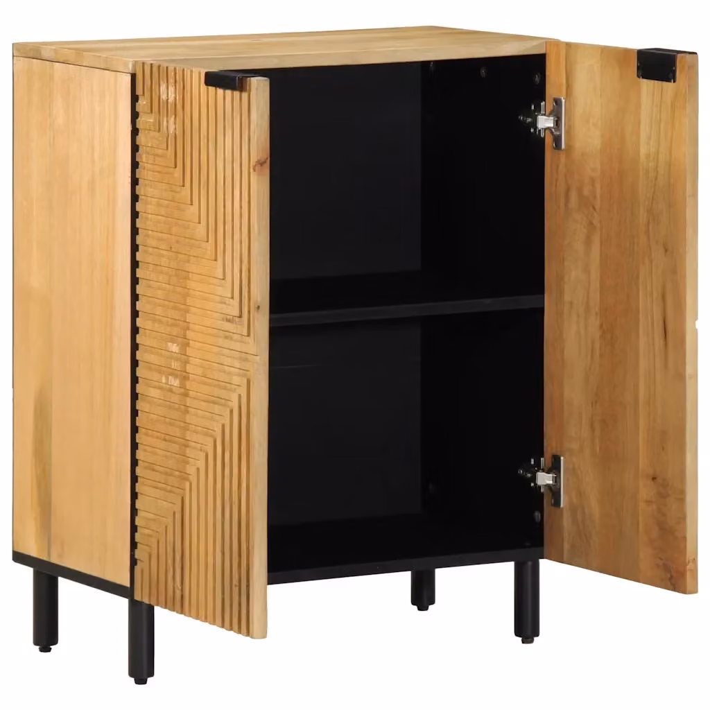 Credenza moderna vidaXL in legno di mango e metallo marrone, sospesa, L: 60 cm, P: 33 cm, H: 75 cm – 2