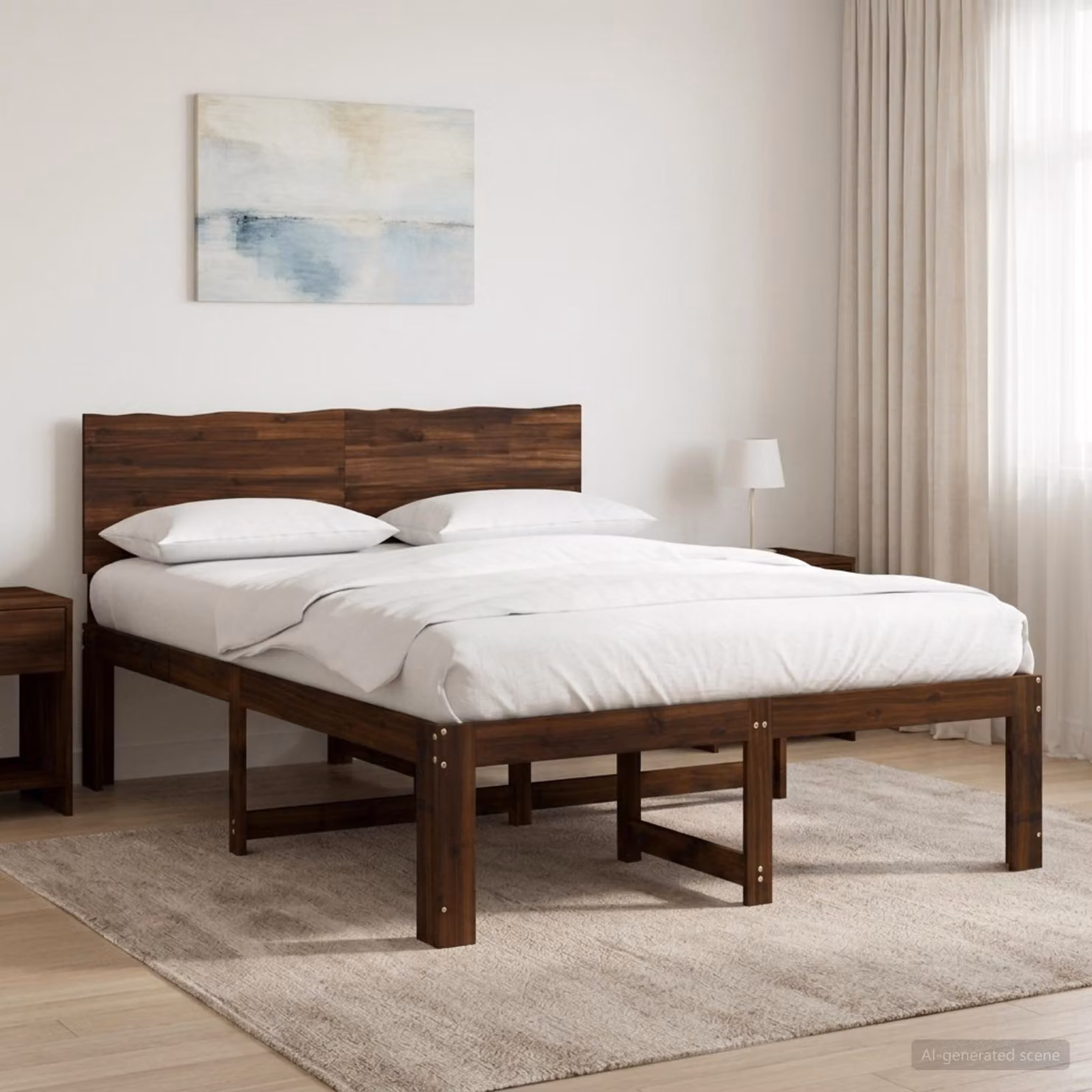 vidaXL Letto matrimoniale ROSTOCK in legno di acacia marrone con testiera L 140 x P 190 cm