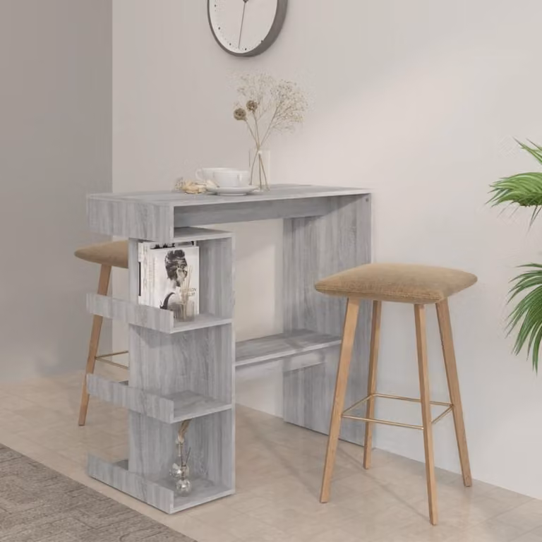 The Living Store Tavolo da bar con ripiano grigio Sonoma 100x50x101,5 cm