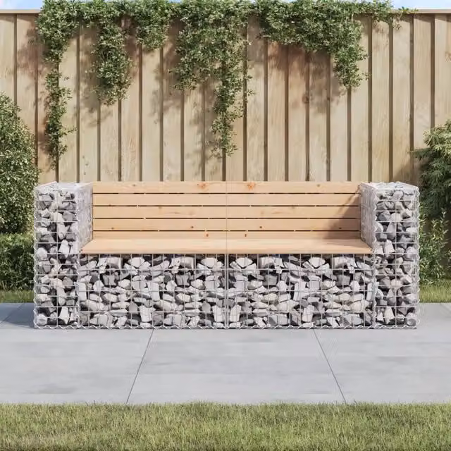 Panca Giardino Design Gabbione-Sgabello-Panca da esterno 184x71x65,5 cm Massello di Pino